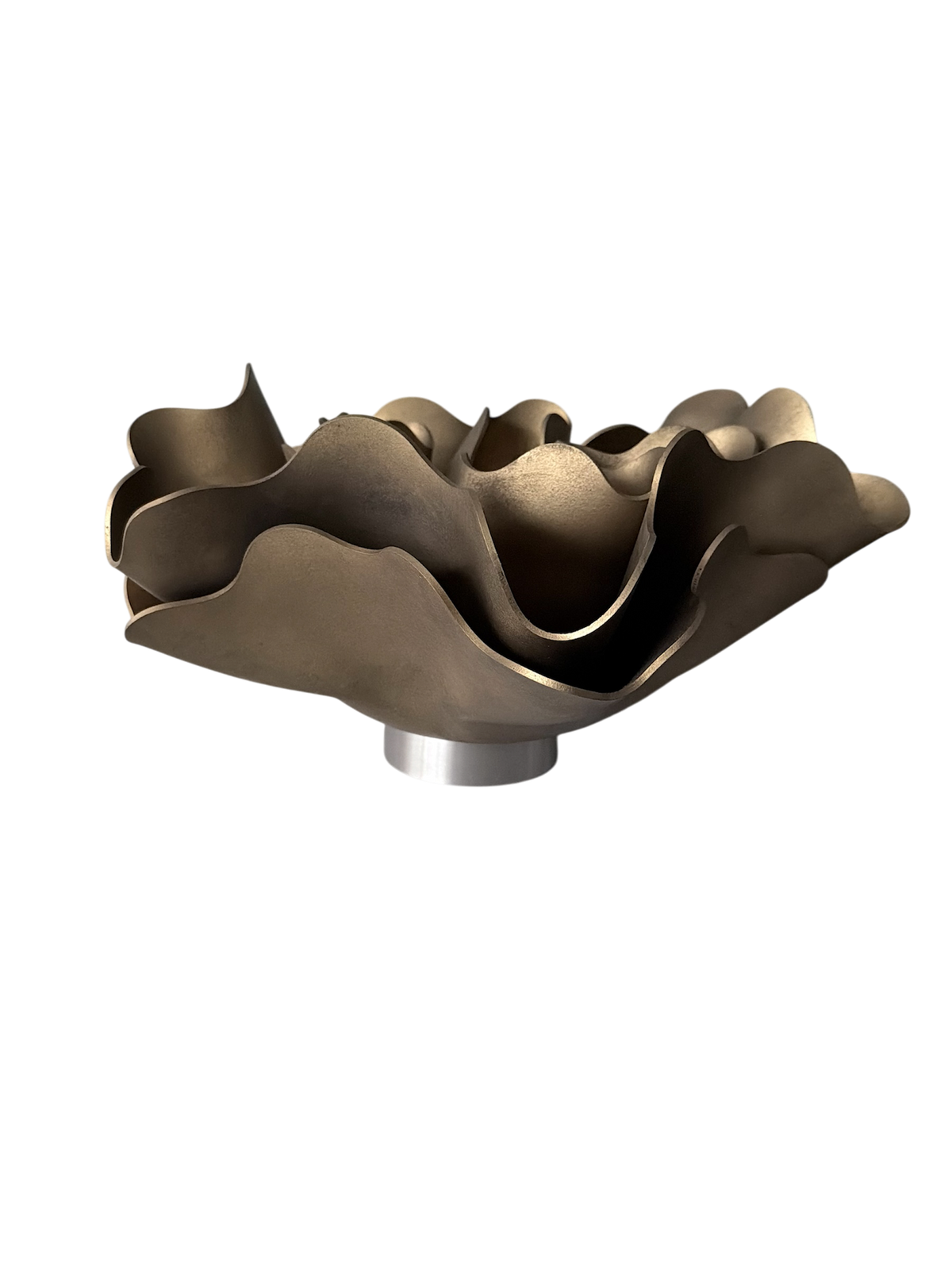 Aged Brass Peony Lamp, a sculptural lamp by Bec Stevens, side view