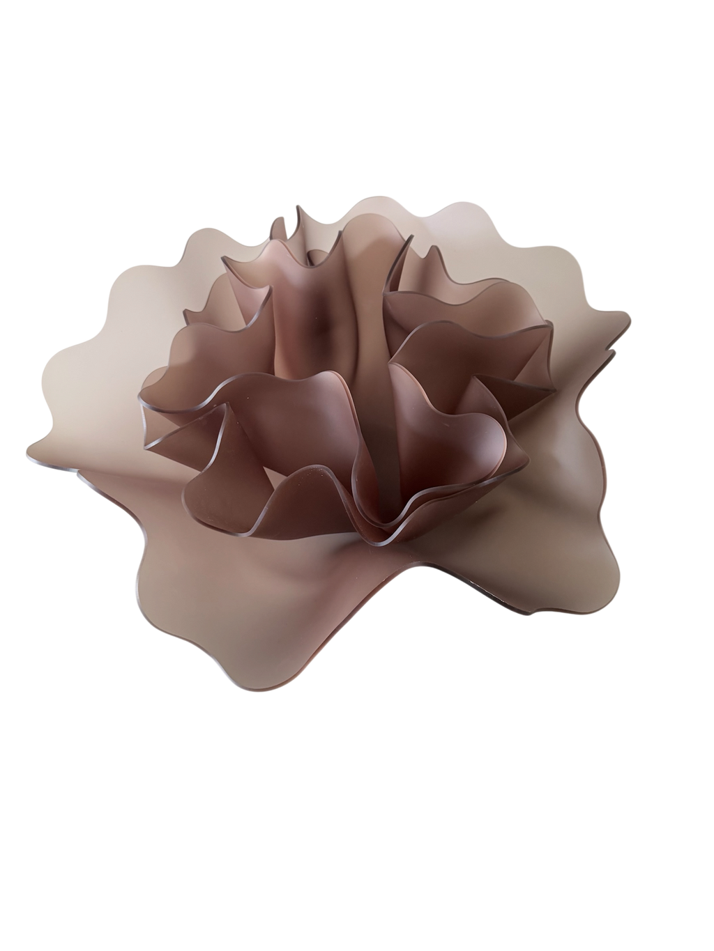 Triple Peony, a sculptural lamp by Bec Stevens in Frosted Mocha, seen from above